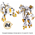 Miniatyrbillede 2 af 6: Superhelt-serie 2 i 1 Mech Robot-legetøj, der transformerer fra sej Titan Warrior til White Tiger Action Figures med minifigurer (255 dele)