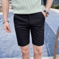 Miniatyrbillede 1 af 3: Shorts Mænds Sommer Tynd Slim-fit Casual Fem-punkts Bukser Høj-kvalitet Lys Moden Hvalp Pæne Mid-længde Bukser Black 30