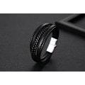 Miniatyrbild 4 av 4: Flätade läderarmband för män och kvinnor, vävda manschettarmband, träpärlor, etniska tribalarmband