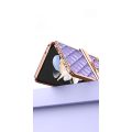 Miniatyrbild 4 av 6: För Samsung Galaxy Z Flip 4 Läderfodral Hängselskydd med Ringhållare Läder Hybrid elektropläterad PC-fodral Stöttålig Lyx