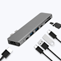Pikkukuva 5 / 7: Harmaa 7-in-1 USB-C - Type-C 3xUSB 3.0 Hub HDMI Rj45 Ethernet Mini SDTF OTG -sovitin