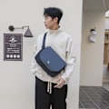 Miniatyrbilde 2 av 4: Crossbody Bag Herre Skulder Bærbar Tilpasset Enkel Stor Kapasitet Datamaskin Bag Reise Bag Ryggsekk Black S