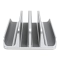Miniatyrbillede 2 af 7: Bærbar computer arrangør aluminiumlegering lodret stativ justerbar dobbelt slot til bærbar computer opbevaring