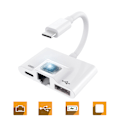 Pikkukuva 5 / 7: USB-Ethernet-sovitin 3-in-1 Type C -verkkoadapteri, muuntaa matkapuhelimen yhteyden Ethernet-verkkoon