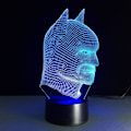 Miniatyrbillede 1 af 4: Batman 3D Lampe Værelse Soveværelse Dekorativ Natlys Multi 7 Farveændring USB Kabel Smart Touch Knap LED Skrivebord Bordlampe Børn