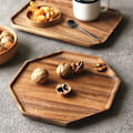Miniatyrbilde 2 av 7: Sett med 2 serveringsbrett av akasietre - åttekantet og firkantet serveringsbrett - brødbrett - charcuterie-brett for fruktsalat - ostefat - grønnsaksfat Acacia Wood