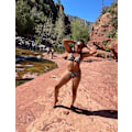 Miniatyrbilde 3 av 6: WJSM Dame 2-delt badedrakt Halter String Bikini Justerbar badedrakt med polstring Leopard M