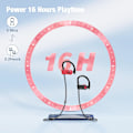 Miniatyrbillede 4 af 8: Bluetooth-hovedtelefoner, trådløse løbe-øretelefoner med 16 timers spilletid, HD Deep Bass Stereo IPX7 vandtætte øretelefoner Clear Calls Sound Isolation Spo Red