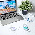 Miniatyrbilde 6 av 8: SenseAGE 5-pakning Ledningsorganisator, Sløyfe Ledningsholder, Kabelorganisator USB-holder, Kabelhåndtering i Lær, Kabelstropper, Øretelefonvinder Random Blue