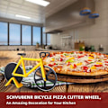 Miniatyrbillede 2 af 6: Cykel Pizzaskærer Hjul - Sjov Housewarming Gaver til Mænd - Cykel Pizzaskærer - Seje Gaver til Køkkenet - Rustfrit Stål Pizzaskærer -   (Gul