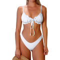 Miniatyrbild 1 av 6: WJSM Damtriangelbikini med volanger och rosett, tvådelad baddräkt B-white XL