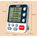 Miniatyrbilde 2 av 5: Digital dobbel kjøkkentimer, 3 kanaler teller opp/ned timer, matlagingstimer, stor skjerm, høy lydalarm og blinkende lys med magnetisk bakside, S