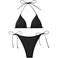 Pikkukuva 1 / 5: WJSM Naisten Halter-solmio Sivu Kolmio Bikinisetti Korkea Leikkaus 2-osainen Bikini Uimapuku Uimapuku Black a M