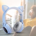 Pikkukuva 7 / 7: Kissan korva Bluetooth 5.0 -kuulokkeet LED-melunvaimennuksella Nuoret Lapset Söpö Kuulokemikrofoni Tukee Muistikorttia Harmaa Sininen