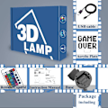 Miniatyrbilde 6 av 7: Game Over LED 8-bit Lampe Nattlys 3D Illusionslampe for Barn, 16 Farger Skiftende med Fjernkontroll, Barnerom Spillrom Gamer Gavedekorasjon som Gaver