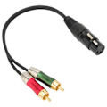 Pikkukuva 4 / 7: XLR-naaras 3-nastainen - 2 RCA-urosliitinsovitin Epätasapainoinen Y-jakaja Patch-kaapeli Vahvistimelle Mikserille Mikrofonille XLR-naaras/2RCA 1m/3.3ft
