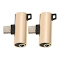Pikkukuva 7 / 7: 2 kpl USB C - 3,5 mm ääniadapteria 2 in 1 Type C 3,5 mm Kuuntele musiikkia ladattaessa Kestävä ABS USB C - ääniliitäntä Kulta
