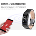 Miniatyrbillede 4 af 7: Bluetooth Armbånd Høretelefon 2 i 1 Fitness Tracker Ægte Læder Rem til iOS Android Telefon
