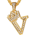 Miniatyrbillede 1 af 9: Krone Initial A-Z Halskæde, Iced Out Bogstav Vedhæng med 22-24 Tommer Kæde, Mænd Kvinder Bling Hip Hop Alfabet Navn Smykker Gave Store Initialer Halskæder V 18K Gold