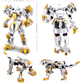 Miniatyrbillede 4 af 6: Superhelt-serie 2 i 1 Mech Robot-legetøj, der transformerer fra sej Titan Warrior til White Tiger Action Figures med minifigurer (255 dele)