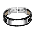 Miniatyrbillede 5 af 7: Metal læder urrem dobbelt løkker vævet urrem til Fitbit Alta/ Alta HR sort-L