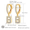 Miniatyrbillede 3 af 5: Hoop-øreringe til kvinder og piger - 18K forgyldt - små, fine creoler med cubic zirconia-initialer - C