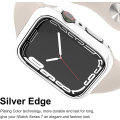 Miniatyrbild 3 av 5: För Apple Watch Series 7 41mm, Pläterad Rigid PC Ram Case Slim All-Around Bumper Case för Apple Watch Series 7 （silver）