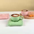 Miniatyrbild 4 av 5: Keramisk kaffemugg, kreativ söt kopp med kuddkudde för kontor och hem, diskmaskin och mikrovågsugn säker, te latte mjölk (frisk grön)