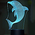 Miniatyrbilde 4 av 4: 3D Delfin Fisk Nattlys Lampe Illusions 7 Farge Skiftende Berøringsbryter Bord Skrivebord Dekor Lamper Gave Akryl Flat ABS Base USB Kabel Leke (Bu