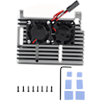 Miniatyrbild 1 av 7: Aluminiumlegeringsskal för Raspberry Pi 4b, skyddande låda, kylflänskit med fläkt