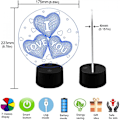 Miniatyrbillede 4 af 5: Qinwei 3D I Love You Illusion lampe Natlampe 16 farver skiftende Smart Touch fjernbetjening optisk illusion seng side lamper soveværelse hjem dekoration