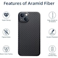 Miniatyrbilde 4 av 5: FOR iPhone 13 Aramid Fiber Kılıf, Karbon Kaplamalı Geçmeli Arka Kapak siyah