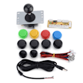 Miniatyrbillede 1 af 7: USB Arcade Dele Komponenter Joystick + Farve Trykknap Kits Spil Controller DIY Udskiftning Kits