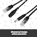 Miniatyrbilde 2 av 7: Strøm over Ethernet Vanntett 12V Gjennomgang POE Injektor Splitter Adapter Kabel (Svart)