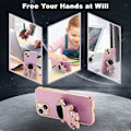 Miniatyrbilde 4 av 7: For iPhone 15plus Deksel, Søt 3D Astronaut Stativ med [2 Skjermbeskyttere] [Kamerabeskyttelse] Støtsikker Bling Silikon Sof Purple