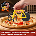 Miniatyrbillede 4 af 6: Cykel Pizzaskærer Hjul - Sjov Housewarming Gaver til Mænd - Cykel Pizzaskærer - Seje Gaver til Køkkenet - Rustfrit Stål Pizzaskærer -   (Gul