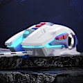 Miniatyrbillede 8 af 8: Ledningsforbundet Gaming Mus Computermus Mekanisk Åndedrætsfarvet Lys med Lyd 7 Taster USB Flettet Reb 4 Hastighed DPI Ergonomi PC Laptop Mecha Hvid