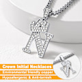Miniatyrbillede 5 af 8: Krone Initial A-Z Halskæde, Iced Out Bogstav Vedhæng med 22-24 Tommer Kæde, Mænd Kvinder Bling Hip Hop Alfabet Navn Smykker Gave Store Initialer Halskæder N Silver