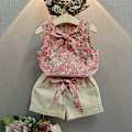 Miniatyrbillede 4 af 6: Nyt Sommer Baby Pige Tøj Børn Ærmeløs Vest Shorts 2 stk./sæt Småbørns Tøj Spædbarns Mode Kostume Børne Træningsdragter 110cm