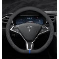 Miniatyrbild 4 av 5: Passar till Tesla ModelS ModelY ModelX Model3 vinterrattsskydd - D-formad mocka blå justering standard - Tesla standard - 36cm/1 packa