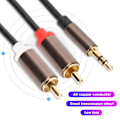 Miniatyrbild 5 av 8: Kabel, ljudkabel, högtalarkabel dator subwooferkabel 2-i-1 högtalarsladd, för subwoofer för högtalare (2 meter)