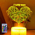 Miniatyrbillede 1 af 4: 3D Kærlighedshjerte Natlys LED Dekoration Bordskrive Optisk Illusion Lamper 16 Farveskiftende Lys LED Bordlampe Julegave Hjem Kærlighedsgave
