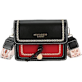 Miniatyrbild 1 av 6: Gitarrrem Färgblock Crossbody Väskor för Kvinnor Söt Designer Handväskor Trendig Cross Body Plånbok Läder Axelväska Black