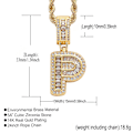Miniatyrbilde 2 av 3: A-Z Initial Halskjede 14K Gullbelagt Glitrende Kubisk Zirkonia Charm Anheng med 24\" Taukjede Monogram Bokstav Halskjeder for Menn Kvinner Alfabet Navn