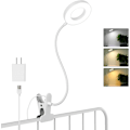 Miniatyrbilde 1 av 6: Bordlampe med klemme for lesing hjemmekontor, lysstyrke 3 moduser, klemmelampe for sengegavl, hobby white