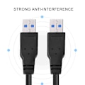 Miniatyrbild 3 av 7: USB 3.0 A-hane till A-hane PVC-datakabel - Supersnabb hastighet - Svart (1 m)