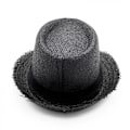 Miniatyrbilde 3 av 5: Pusteelig Bowler Hat Ensfarget Solbeskyttelse Strandlue Utendørs Utflukt Jazzlue Retro Pels Kant Halmhatt, Svart