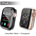 Miniatyrbild 2 av 5: [2-pack] 38 mm fodral för Apple Watch skärmskydd, heltäckande skyddande fodral TPU HD ultratunt skal (1 svart + 1 transparent)