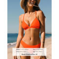 Miniatyrbillede 3 af 5: WJSMBikini Set til kvinder Todelt badedragt V-hals lav talje krydsryg selvbindende spaghettistropper Tiger Orange S
