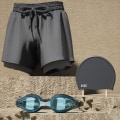 Miniatyrbild 1 av 2: Herr Dubbellagers Badbyxor Platt Vinkel Vuxen Snabbtorkande Anti-Förlägenhet Badbyxor Strandbyxor Spa Simutrustning Set Black three-piece set 2XL